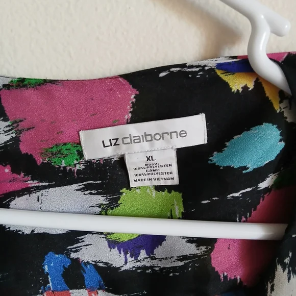 LIZ CLAIBORNE Faux Wrap Blouse Multicolor Size XL - Picture 6 of 11